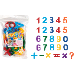 Набор магнитов "deVENTE. Магнитные цифры" пластиковых, цвета ассорти (7 цветов радуги - красный, оранжевый, желтый, зеленый, голубой, синий, фиолетовый) 26 цифр и знаков - 2 набора 0-9, 1 набор символов (+-×÷=?) большой размер, в пластиковом пакете с блистерным подвесом