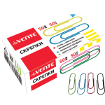 Скрепки металлические "deVENTE" овальные цветные 50 мм, 50 шт в картонной коробке
