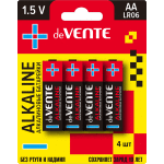 Батарейка "deVENTE. Alkaline" алкалиновая, AA, LR06, 1,5В, 4 шт в блистере