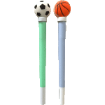 Ручка шариковая подарочная "deVENTE. Balls" с LED-подсветкой и декоративным вращающимся элементом в форме футбольного и баскетбольного мячей, d=0,7 мм, цвета корпуса ассорти, сменный стержень, индивидуальная маркировка, в картонном дисплее, синяя