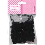 Набор помпонов для творчества "deVENTE" 8 мм, 120 шт, цвет черный, в пластиковом пакете с блистерным подвесом