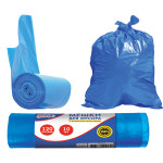 Мешки для мусора с завязками - лепестками "CleanLab" 120 л, 68x216 см (длина за 2 пакета) ПВД, 23 мкм, 10 шт/рулон, тип дна "звезда" синие