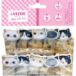 Прищепки декоративные "deVENTE. Котики" деревянные, размер 20x35 мм, 10 шт, со шнуром, в пластиковом пакете с блистерным подвесом