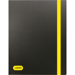 Папка с боковым прижимом "deVENTE. MonoChrome" A4 (235x310x20 мм) 650 мкм, на 150 листов бумаги, с рельефной фактурной поверхностью, вертикальная неоновая желтая резинка 15мм, внутренний карман 160 мкм, индивидуальная маркировка, непрозрачная черная с неновым желтым