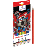 Карандаши цветные "Attomex. Football Club" 12 цветов, М, диаметр грифеля 2,65 мм, шестигранные, в картонной коробке